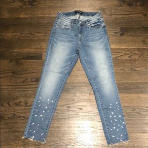 JEWELED HEM SKINNY